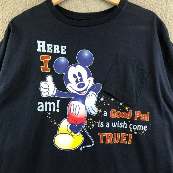 Disney Mickey Mouse Good Pal Here I Am Upside Down Pocket T shirt Size XL - Picture 2 of 11